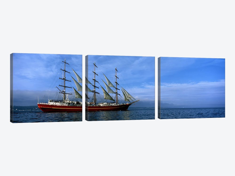 Tall ships race in the oceanBaie De Douarnenez, Finistere, Brittany, France by Panoramic Images 3-piece Canvas Print