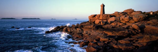 Brittany: Ploumanac'h (Mean Ruz) Lighthouse, Perros-Guirec, Cote de Granit Rose, Cotes-d'Armor, Brittany, France by Panoramic Images