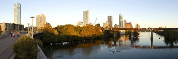 Austin: Skyscrapers in a city, Lamar Street Pedestrian Bridge, Austin, Texas, USA by Panoramic Images