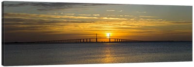 Sunrise over Sunshine Skyway Bridge, Tampa Bay, Florida, USA Canvas Art Print - Panoramic Photography