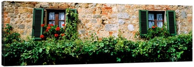 Shuttered Windows, Monteriggioni, Tuscany, Italy Canvas Art Print - House Art