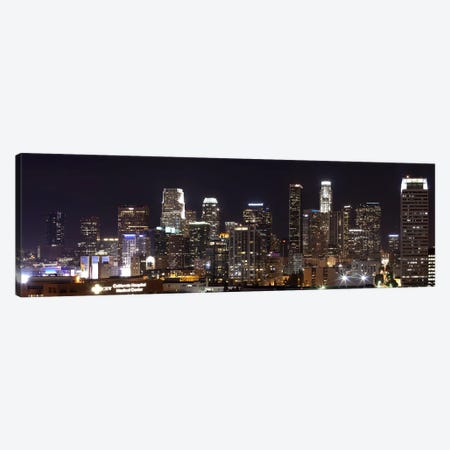 Buildings lit up at night, Los Angeles, California, USA 2011 Canvas Print #PIM10290} by Panoramic Images Art Print