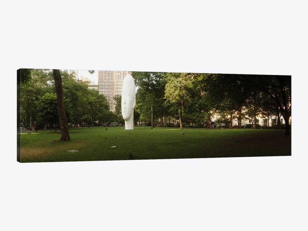 Large head sculpture in a park, Madison Square Park, Madison Square, Manhattan, New York City, New York State, USA by Panoramic Images 1-piece Art Print
