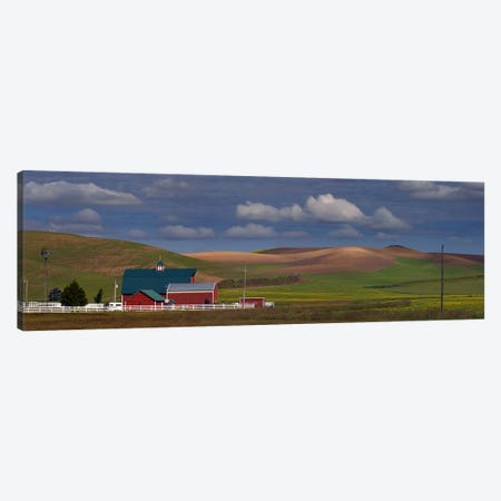Barn and fields, Palouse, Colfax, Washington State, USA Canvas Print #PIM10312} by Panoramic Images Canvas Art