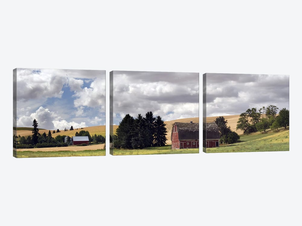 Old barn under cloudy sky, Palouse, Washington State, USA by Panoramic Images 3-piece Canvas Wall Art