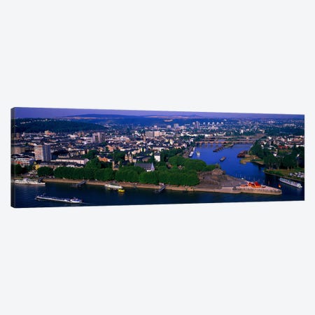 Rhine River Mosel River Koblenz Germany Canvas Print #PIM1031} by Panoramic Images Canvas Artwork
