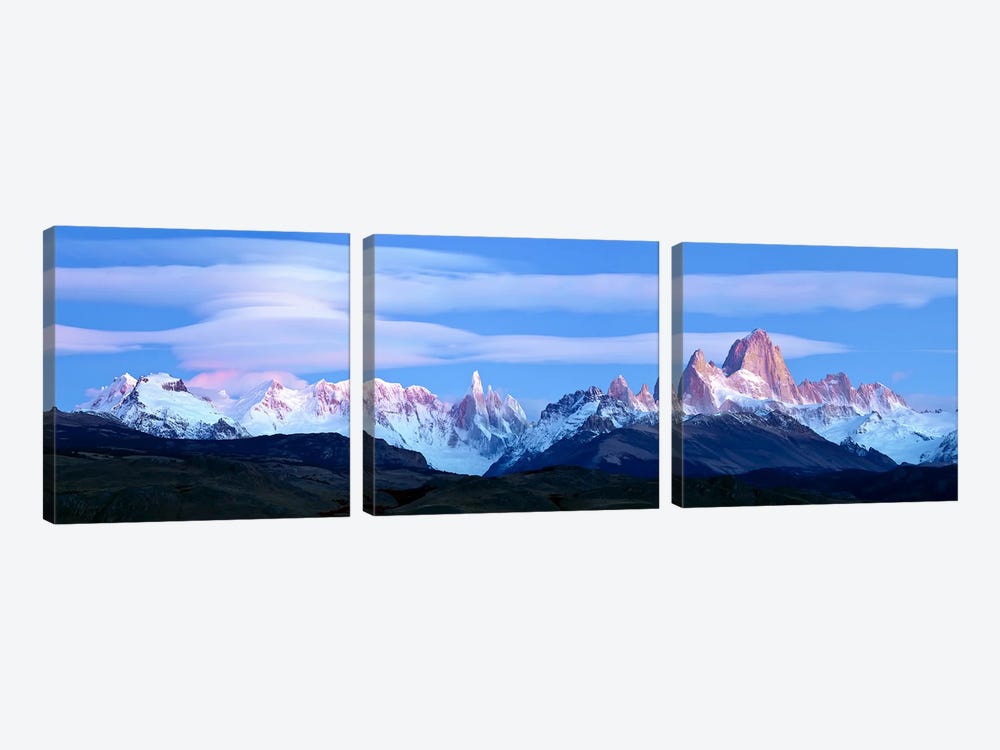Cloudy Mountain Landscape, Fitz Roy-Torre Group, Andes, Southern Patagonian Ice Field by Panoramic Images 3-piece Canvas Artwork