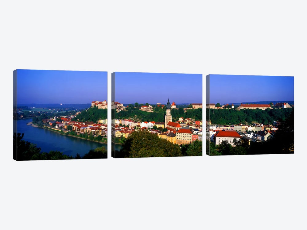 Skyline Salzach River Burghausen Bavaria Germany by Panoramic Images 3-piece Canvas Art Print