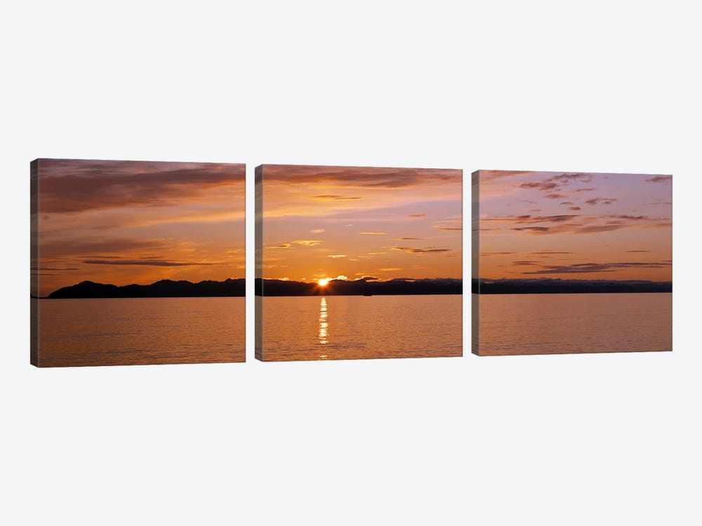 Ocean at sunset, Inside Passage, Alaska, USA by Panoramic Images 3-piece Canvas Art