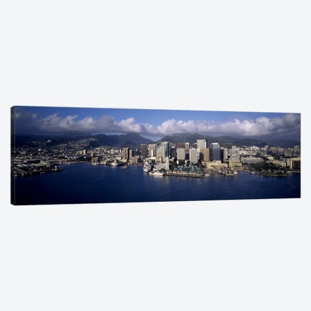 Buildings at the waterfront, Honolulu, Hawaii, USA Canvas Print #PIM10360} by Panoramic Images Art Print