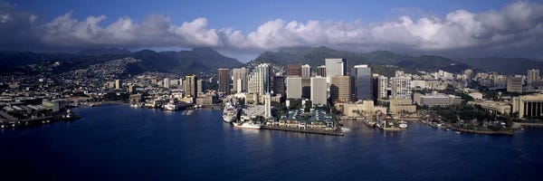 Honolulu: Buildings at the waterfront, Honolulu, Hawaii, USA by Panoramic Images