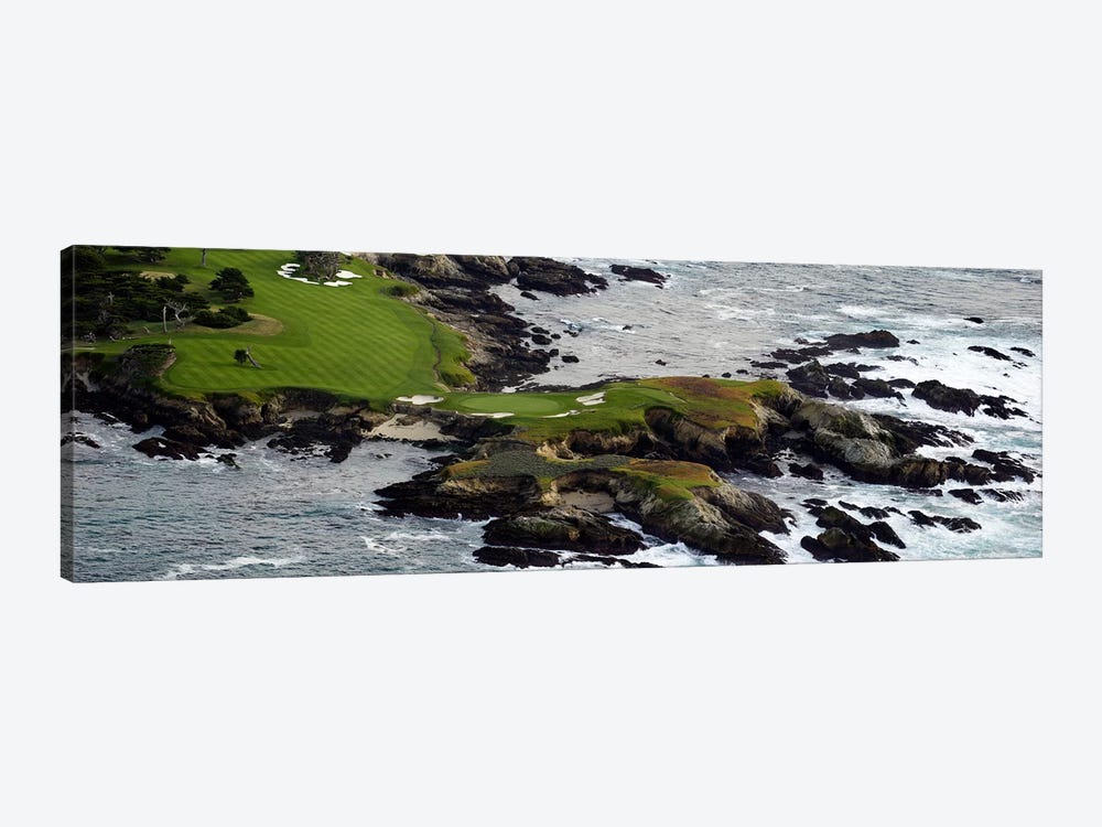 Golf course on an islandPebble Beach Golf Links, Pebble Beach, Monterey County, California, USA by Panoramic Images 1-piece Canvas Wall Art