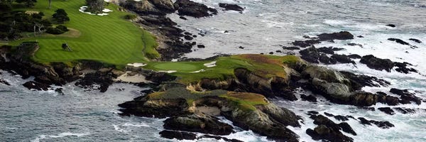 Large Photography - Canvas Prints: Golf course on an islandPebble Beach Golf Links, Pebble Beach, Monterey County, California, USA by Panoramic Images