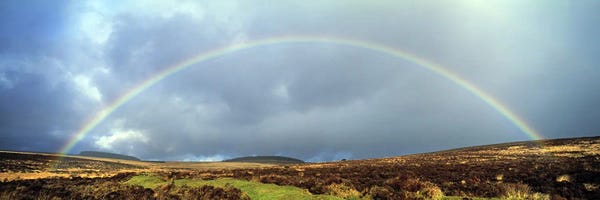 Rainbow above Fernworthy Forest, Dartmoor, Devon, England