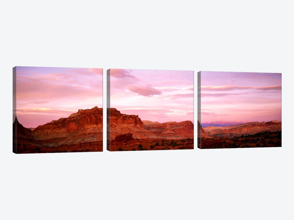 Dusk Panorama Point Capital Reef National Park UT by Panoramic Images 3-piece Canvas Artwork
