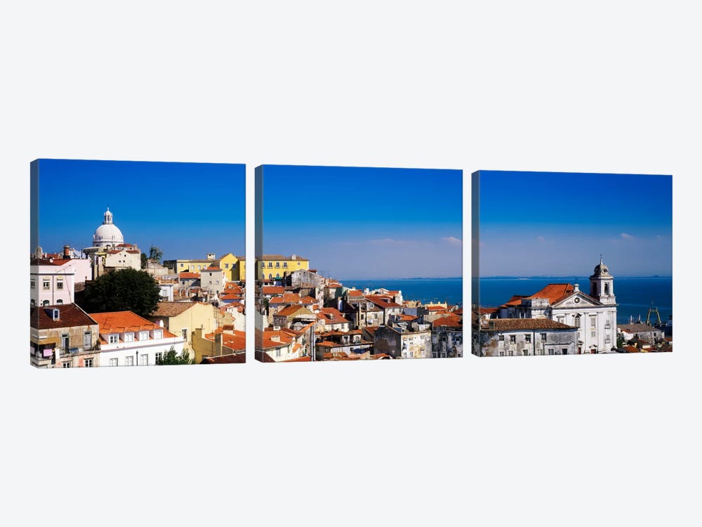 Coastal Cityscape, Alfama District, Lisbon, Portugal by Panoramic Images 3-piece Canvas Art Print