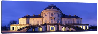 Castle Solitude lit up at night, Stuttgart, Baden-Wurttemberg, Germany Canvas Art Print - Castle & Palace Art