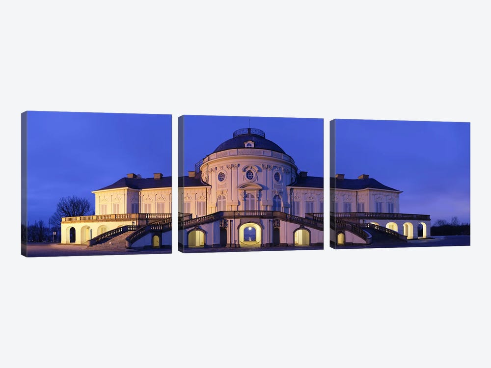 Castle Solitude lit up at night, Stuttgart, Baden-Wurttemberg, Germany by Panoramic Images 3-piece Canvas Art