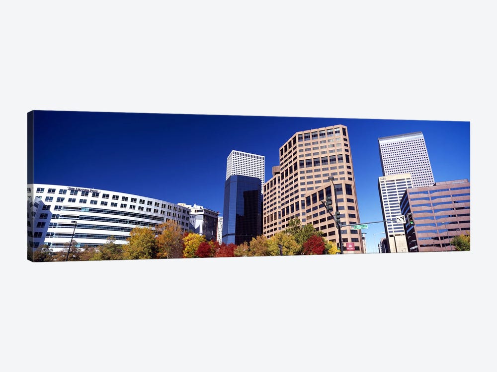 Low angle view of skyscrapers, Downtown Denver, Denver, Colorado, USA 2011 by Panoramic Images 1-piece Canvas Art Print