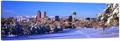 Denver city in winter, Colorado, USA 2011 Canvas Art Print - Colorado Art