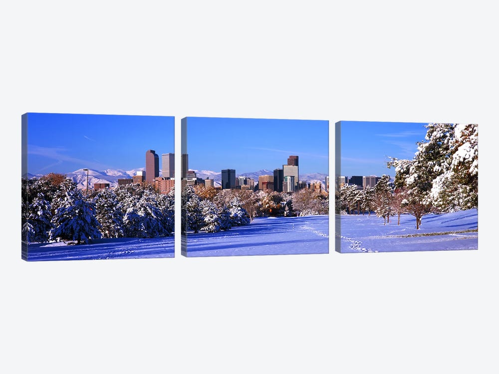 Denver city in winter, Colorado, USA 2011 by Panoramic Images 3-piece Canvas Wall Art
