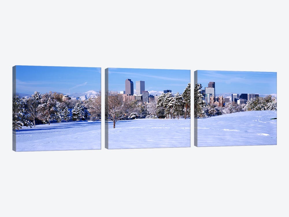 Denver city in winter, Colorado, USA 2011 #2 by Panoramic Images 3-piece Canvas Art Print