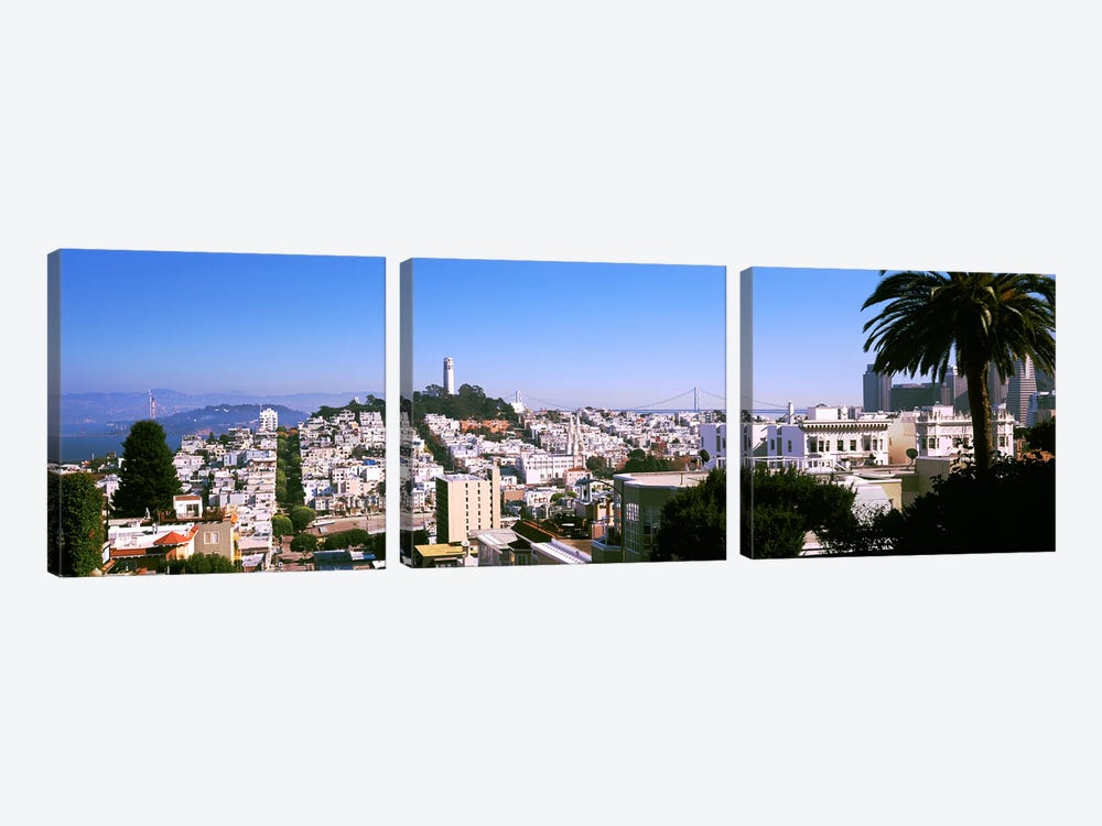 High angle view of buildings in a city, Russian Hill, San Francisco, California, USA by Panoramic Images 3-piece Canvas Wall Art