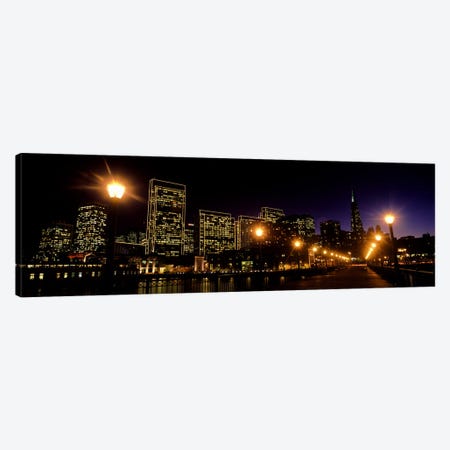 Buildings at the waterfront lit up at night, San Francisco, California, USA #6 Canvas Print #PIM10424} by Panoramic Images Canvas Print