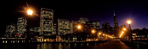 San Francisco Skylines: Buildings at the waterfront lit up at night, San Francisco, California, USA #6 by Panoramic Images