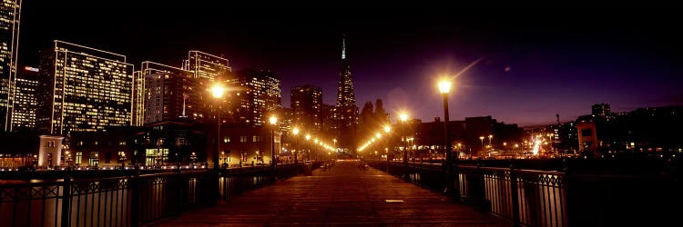 Buildings at the waterfront lit up at night, San Francisco, California, USA #7