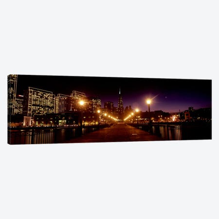Buildings at the waterfront lit up at night, San Francisco, California, USA #7 Canvas Print #PIM10427} by Panoramic Images Canvas Art Print