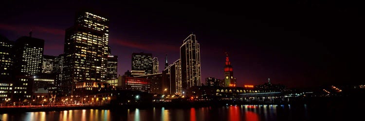 Buildings at the waterfront lit up at night, San Francisco, California, USA #8