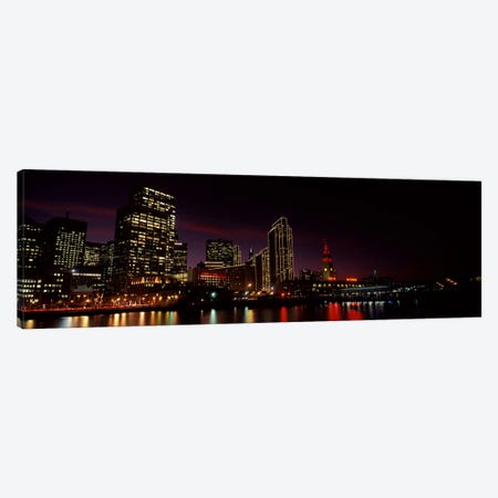 Buildings at the waterfront lit up at night, San Francisco, California, USA #8 Canvas Print #PIM10429} by Panoramic Images Canvas Artwork