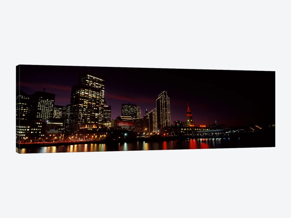 Buildings at the waterfront lit up at night, San Francisco, California, USA #8 by Panoramic Images 1-piece Canvas Wall Art