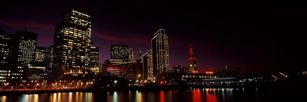 San Francisco Skylines: Buildings at the waterfront lit up at night, San Francisco, California, USA #8 by Panoramic Images