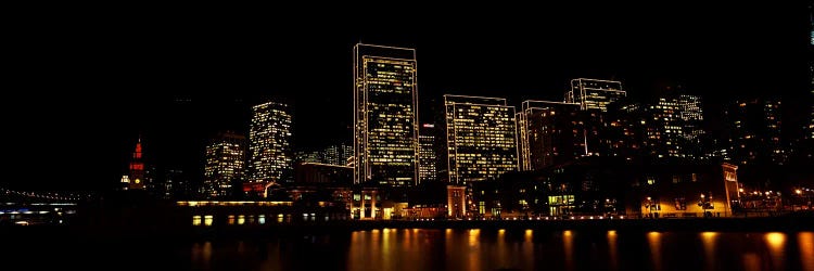 Buildings at the waterfront lit up at night, San Francisco, California, USA #9