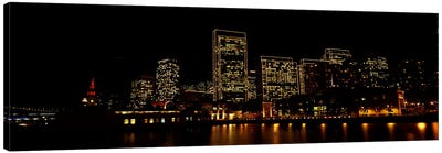 Buildings at the waterfront lit up at night, San Francisco, California, USA #9 Canvas Art Print - Night Sky Art