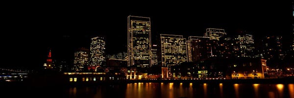 San Francisco Skylines: Buildings at the waterfront lit up at night, San Francisco, California, USA #9 by Panoramic Images