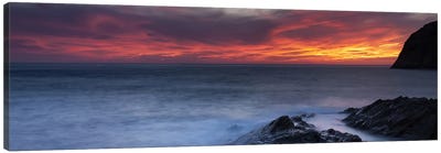 Coast at sunset, L'ile-Rousse, Haute-Corse, Corsica, France Canvas Art Print - Cloudy Sunset Art