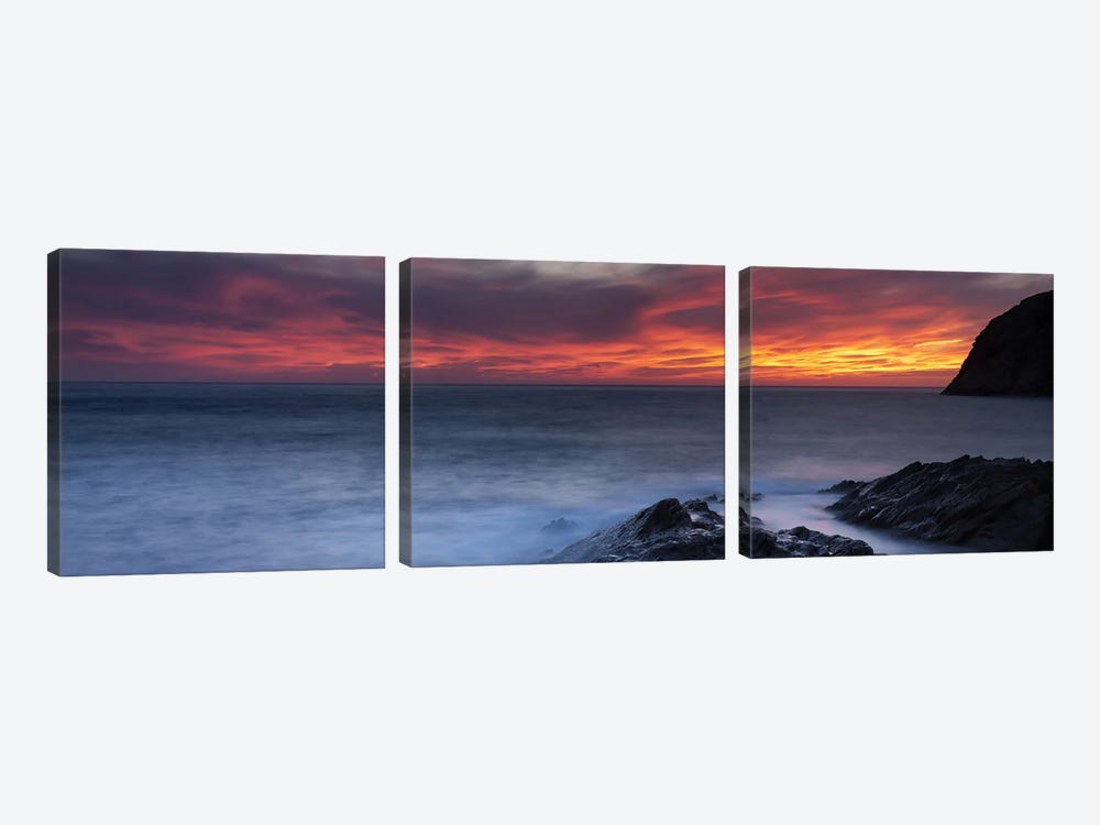 Coast at sunset, L'ile-Rousse, Haute-Corse, Corsica, France by Panoramic Images 3-piece Canvas Print