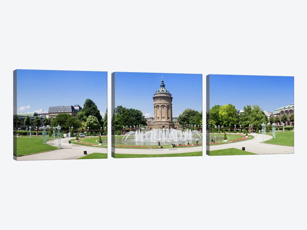 Water tower in a park, Wasserturm, Mannheim, Baden-Wurttemberg, Germany by Panoramic Images 3-piece Canvas Art