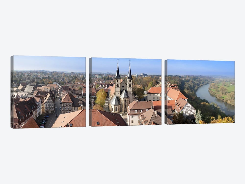 Old town viewed from Blue Tower, Bad Wimpfen, Baden-Wurttemberg, Germany by Panoramic Images 3-piece Canvas Art Print