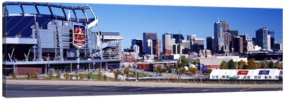 Stadium in a city, Sports Authority Field at Mile High, Denver, Denver County, Colorado, USA Canvas Art Print - Colorado Art