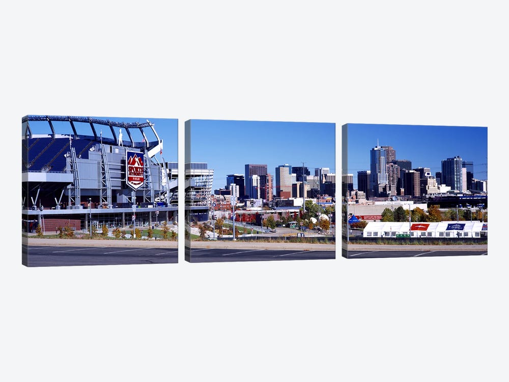 Stadium in a city, Sports Authority Field at Mile High, Denver, Denver County, Colorado, USA by Panoramic Images 3-piece Canvas Art