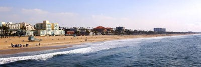 Surf on the beach, Santa Monica Beach, Santa Monica, Los Angeles County, California, USA by Panoramic Images framed canvas print