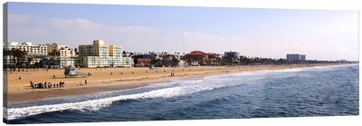 Surf on the beach, Santa Monica Beach, Santa Monica, Los Angeles County, California, USA Canvas Art Print - Los Angeles Art
