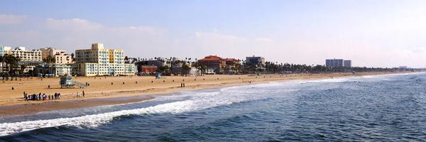 Santa Monica: Surf on the beach, Santa Monica Beach, Santa Monica, Los Angeles County, California, USA by Panoramic Images