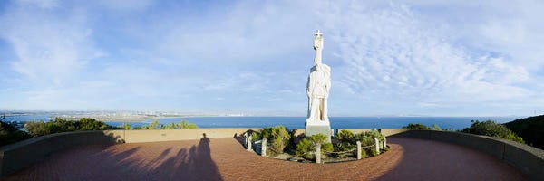 San Diego: Monument on the coast, Cabrillo National Monument, Point Loma, San Diego, San Diego Bay, San Diego County, California, USA by Panoramic Images