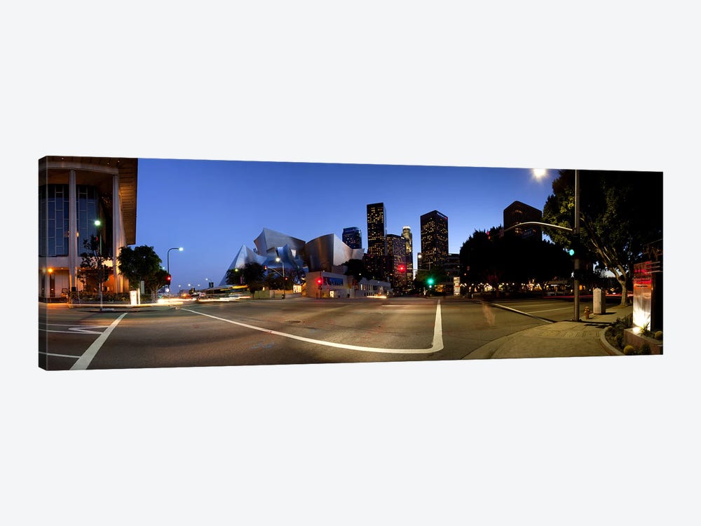 Concert hall lit up at night, Walt Disney Concert Hall, City Of Los Angeles, Los Angeles County, California, USA 2011 by Panoramic Images 1-piece Canvas Art Print
