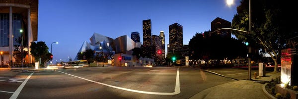 Los Angeles: Concert hall lit up at night, Walt Disney Concert Hall, City Of Los Angeles, Los Angeles County, California, USA 2011 by Panoramic Images
